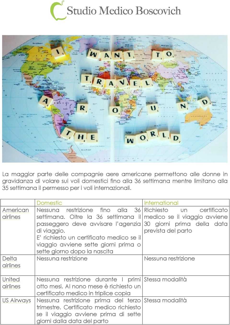 Oltre la 36 settimana il medico se il viaggio avviene passeggero deve avvisare l agenzia 30 giorni prima della data di viaggio.