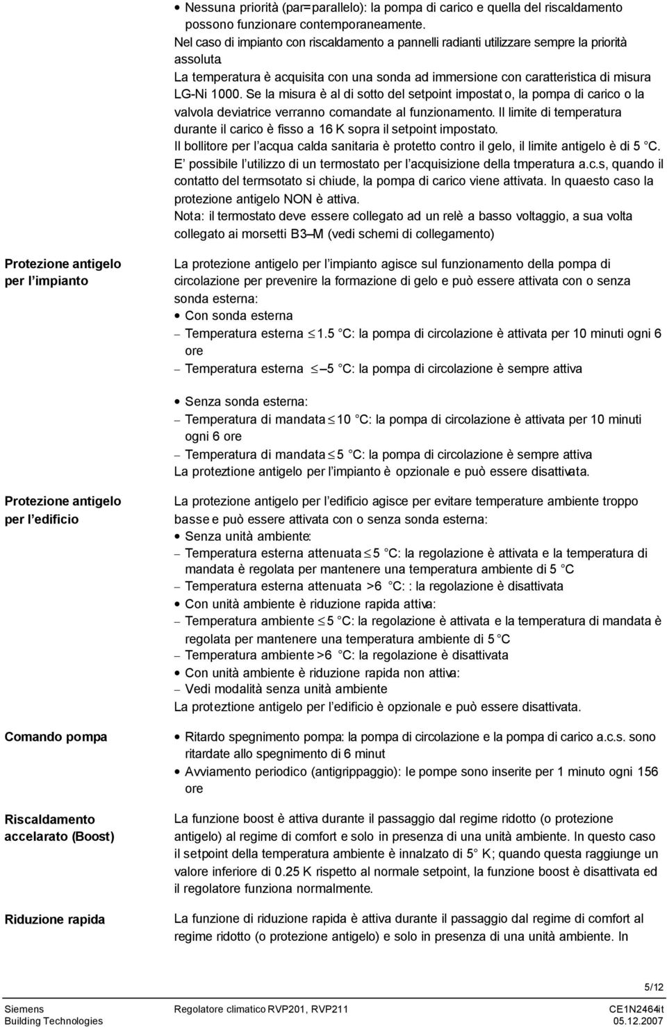 Se la misura è al di sotto del setpoint impostat o, la pompa di carico o la valvola deviatrice verranno comandate al funzionamento.