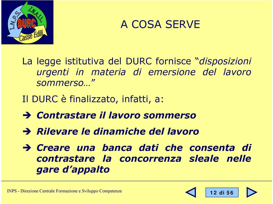 Contrastare il lavoro sommerso Rilevare le dinamiche del lavoro Creare una