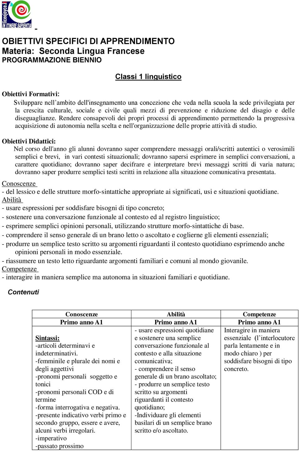 Rendere consapevoli dei propri processi di apprendimento permettendo la progressiva acquisizione di autonomia nella scelta e nell'organizzazione delle proprie attività di studio.