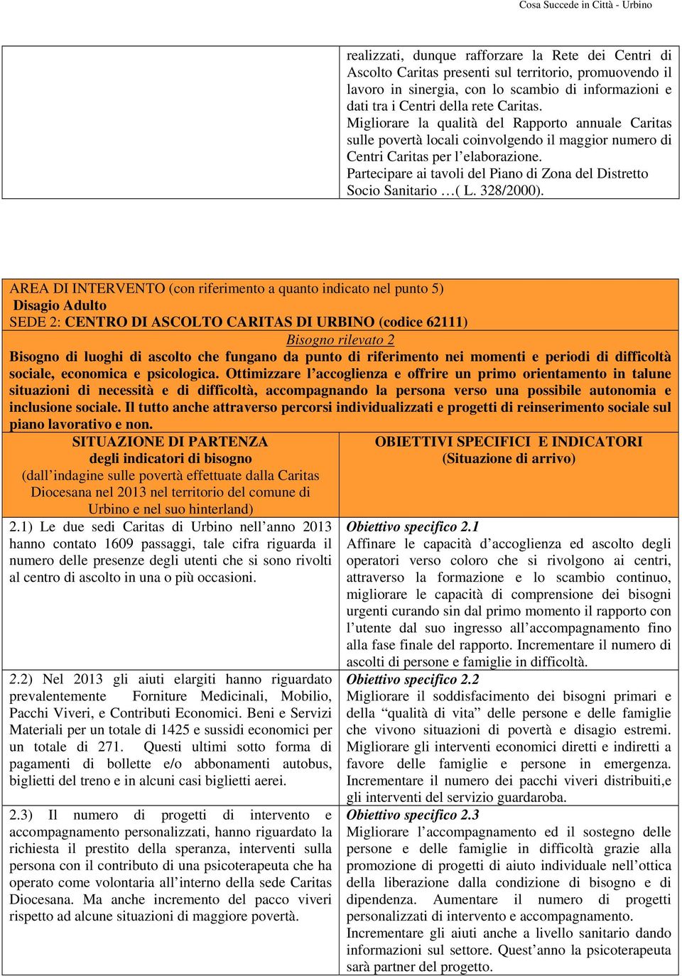 Partecipare ai tavoli del Piano di Zona del Distretto Socio Sanitario ( L. 328/2000).