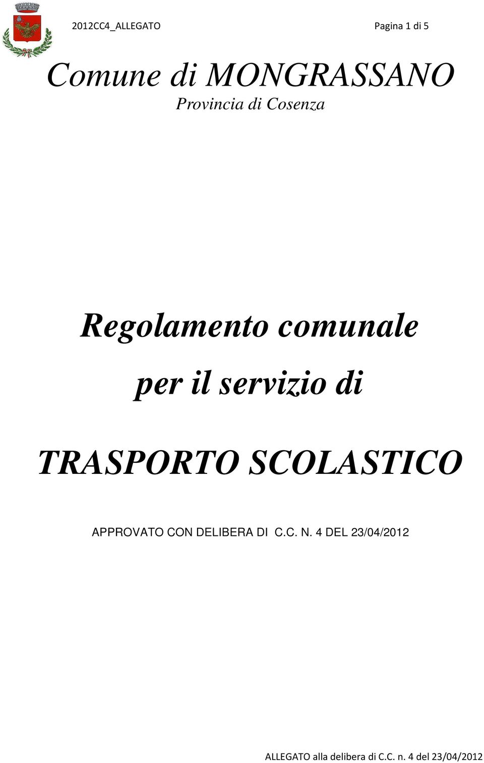 comunale per il servizio di TRASPORTO