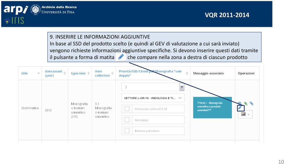 informazioni aggiuntive specifiche.