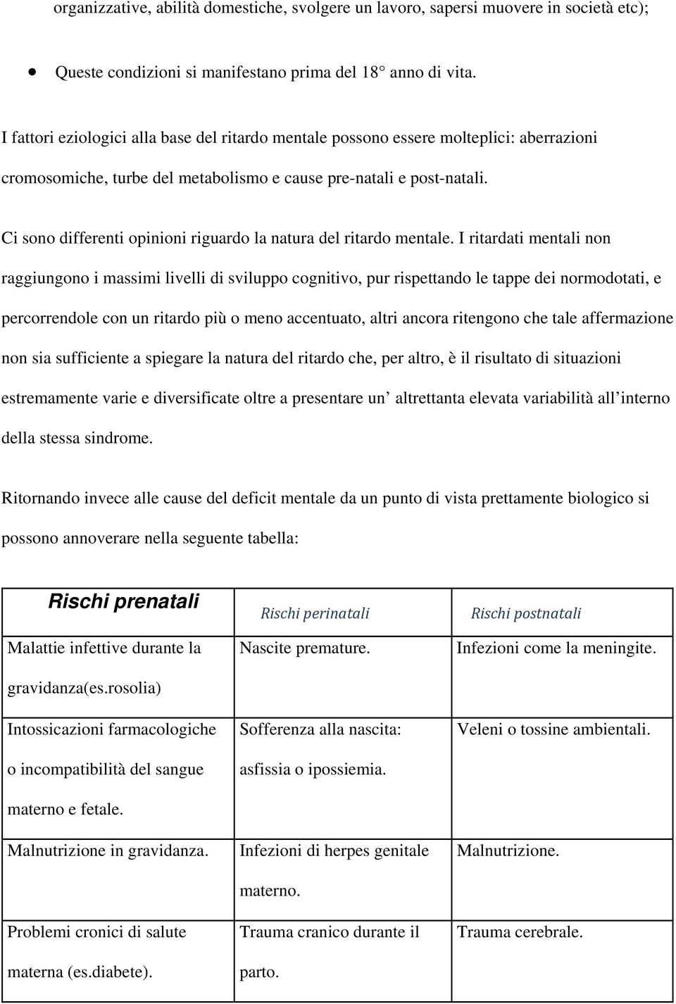 Ci sono differenti opinioni riguardo la natura del ritardo mentale.