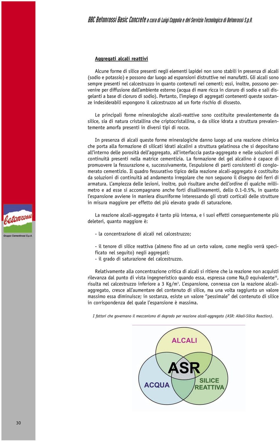 disgelanti a base di cloruro di sodio). Pertanto, l impiego di aggregati contenenti queste sostanze indesiderabili espongono il calcestruzzo ad un forte rischio di dissesto.