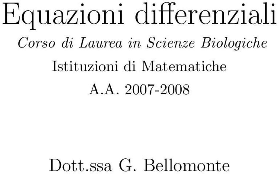 Istituzioni di Matematiche A.