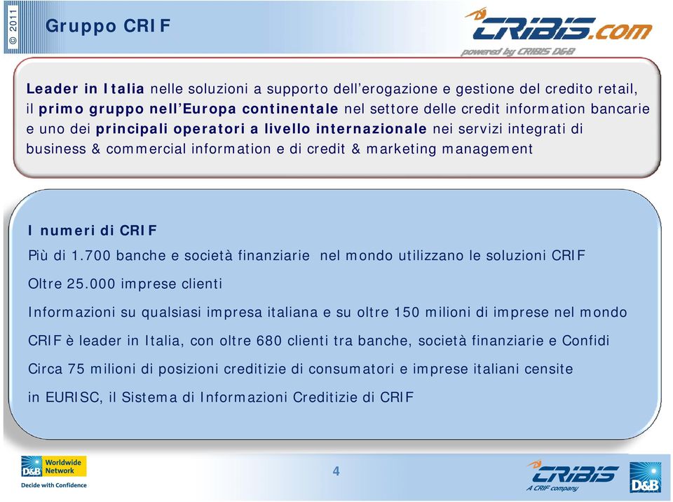 700 banche esocietà finanziariei i nel mondo utilizzano lesoluzioni i CRIF Oltre 25.