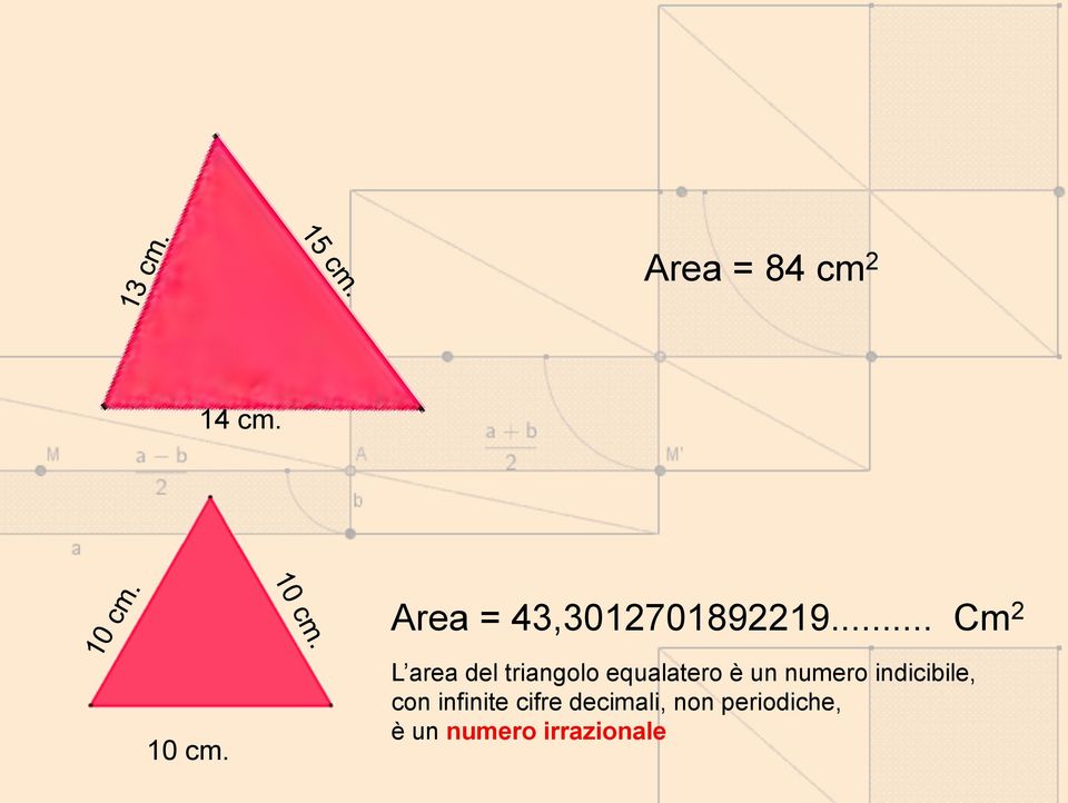 L area del triangolo equalatero è un numero