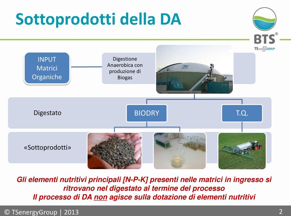 «Sottoprodotti» Gli elementi nutritivi principali [N-P-K] presenti nelle matrici in