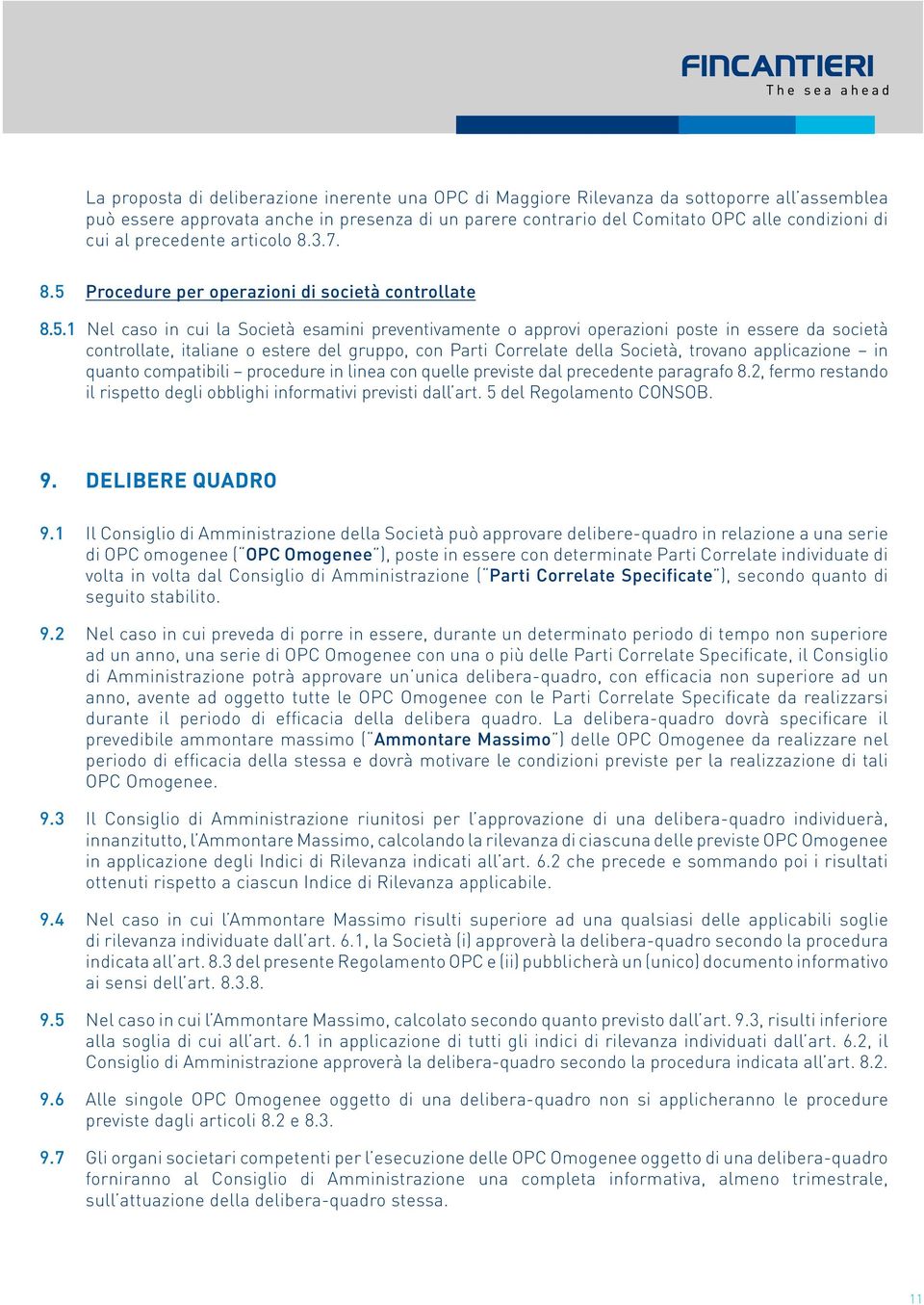 Procedure per operazioni di società controllate 8.5.