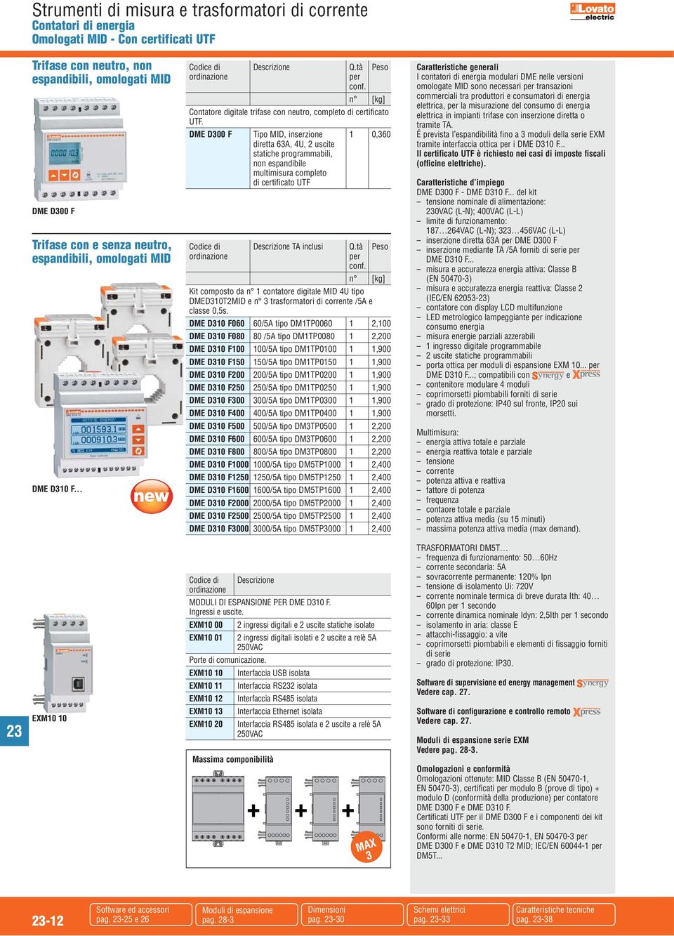 ME 300 F Tipo MI, inserzione 1 0,360 diretta 63, 4U, 2 uscite statiche programmabili, non espandibile multimisura completo di certificato UTF Codice di escrizione T inclusi Q.