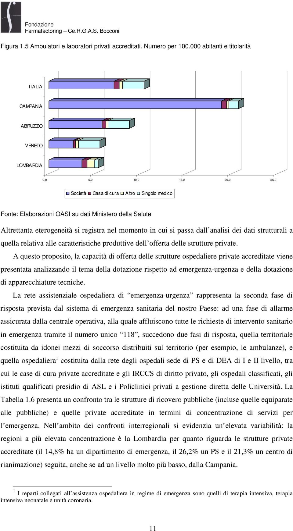 Altrettanta eterogeneità si registra nel momento in cui si passa dall analisi dei dati strutturali a quella relativa alle caratteristiche produttive dell offerta delle strutture private.