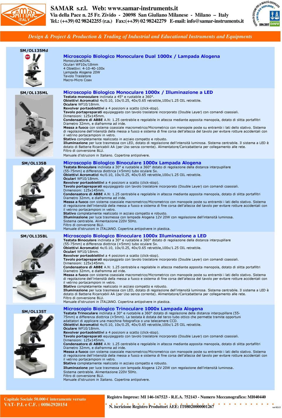 65 retrattile,100x/1.25 OIL retrattile. Oculare WF10/18mm. Revolver portaobiettivi a 4 posizioni a scatto (click-stop).