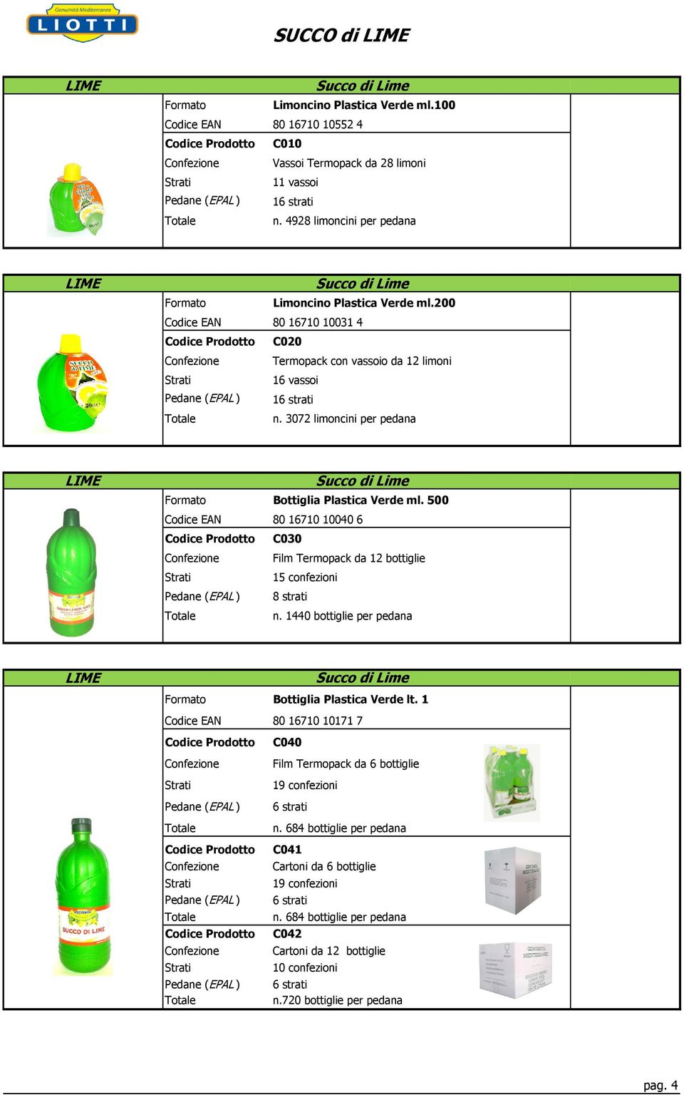 3072 limoncini per pedana LIME Succo di Lime Bottiglia Plastica Verde ml. 500 80 16710 10040 6 C030 Film Termopack da 12 bottiglie 15 confezioni 8 strati n.