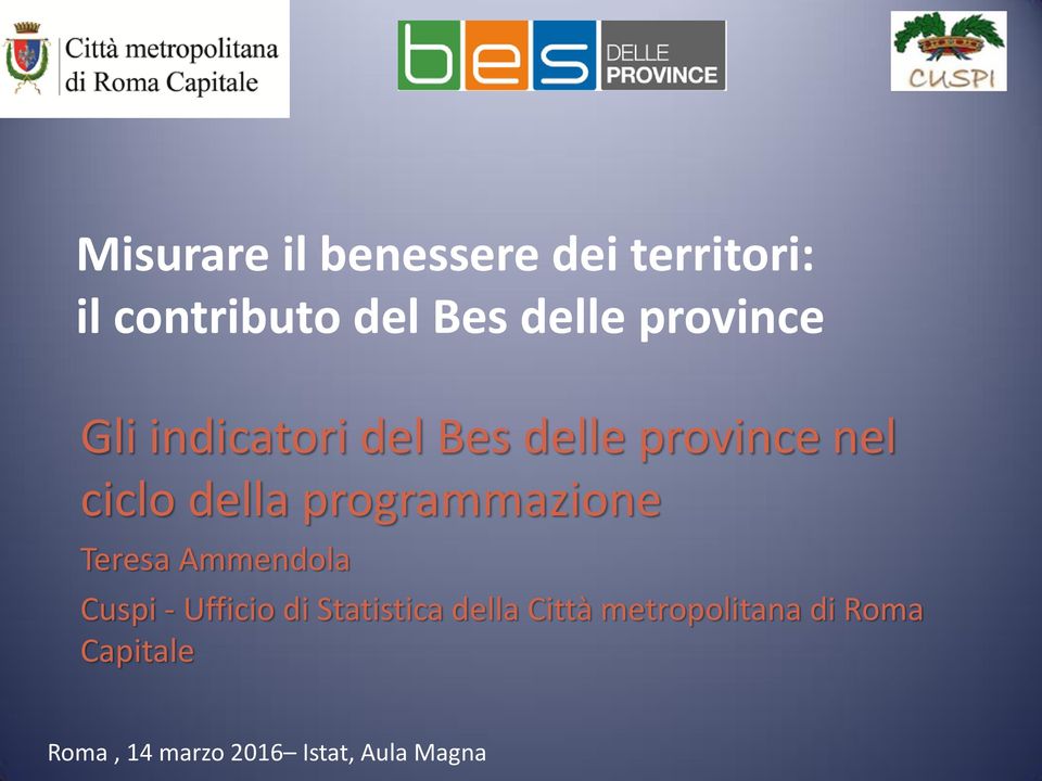 programmazione Teresa Ammendola Cuspi - Ufficio di Statistica della