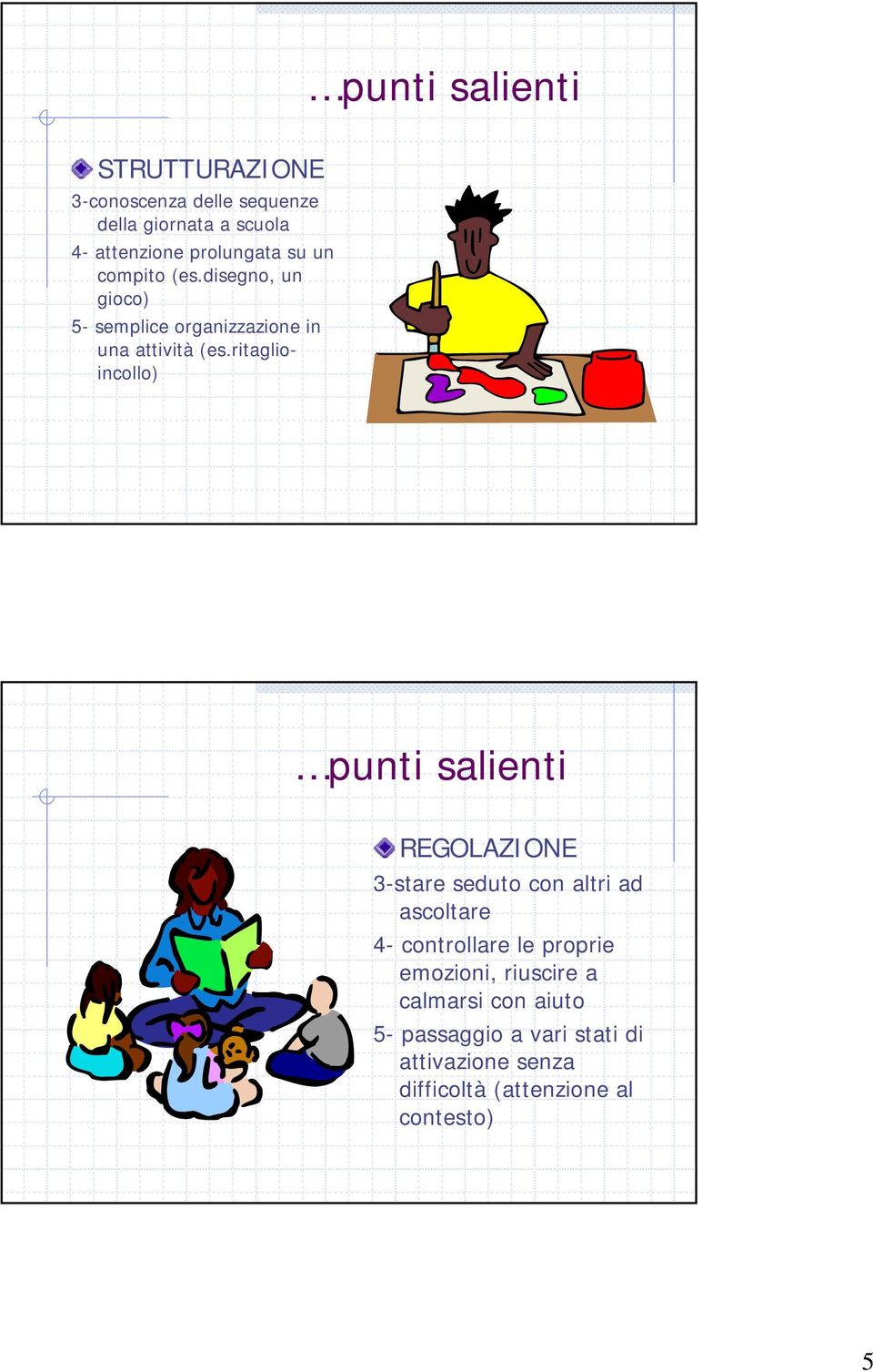 ritaglioincollo) punti salienti REGOLAZIONE -stare seduto con altri ad ascoltare - controllare le