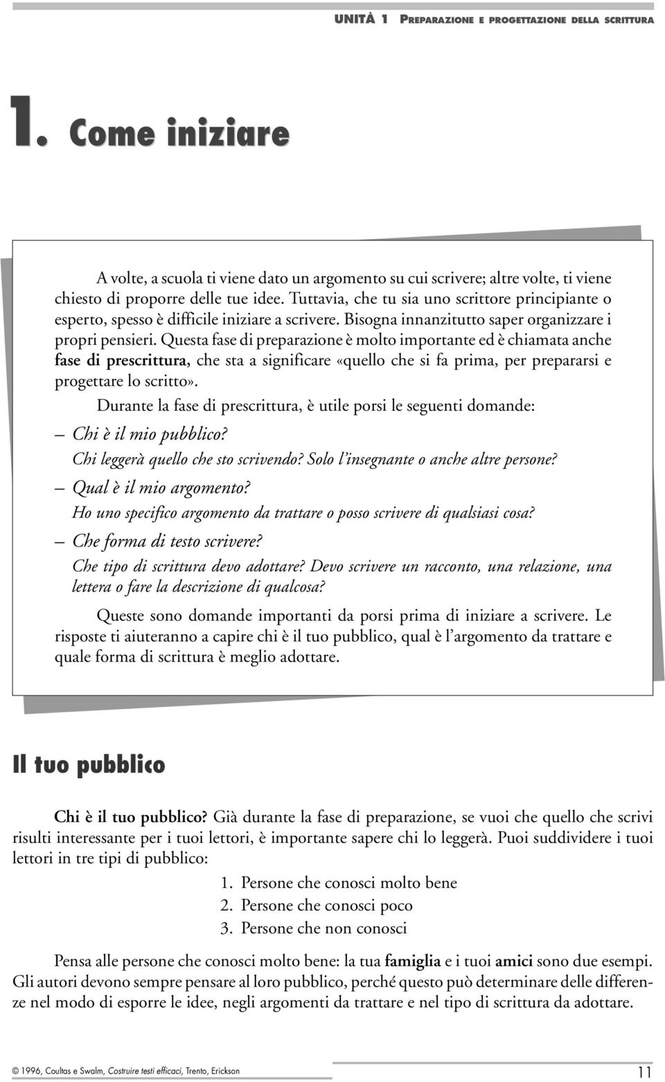 Questa fase di preparazione è molto importante ed è chiamata anche fase di prescrittura, che sta a significare «quello che si fa prima, per prepararsi e progettare lo scritto».