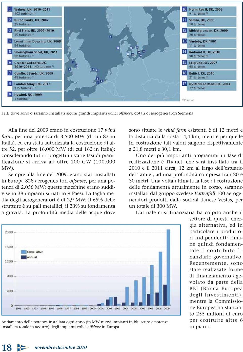 000 MW (di cui 162 in Italia); considerando tutti i progetti in varie fasi di pianificazione si arriva ad oltre 100 GW (100.000 MW).