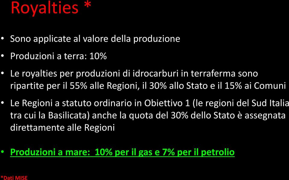 Regioni a statuto ordinario in Obiettivo 1 (le regioni del Sud Italia tra cui la Basilicata) anche la quota del