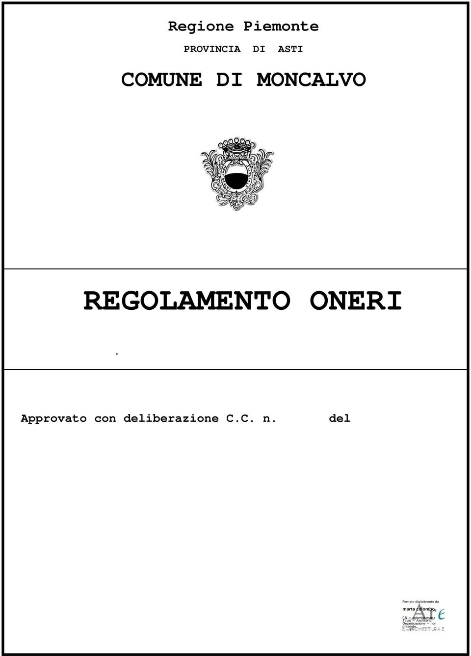 REGOLAMENTO ONERI.