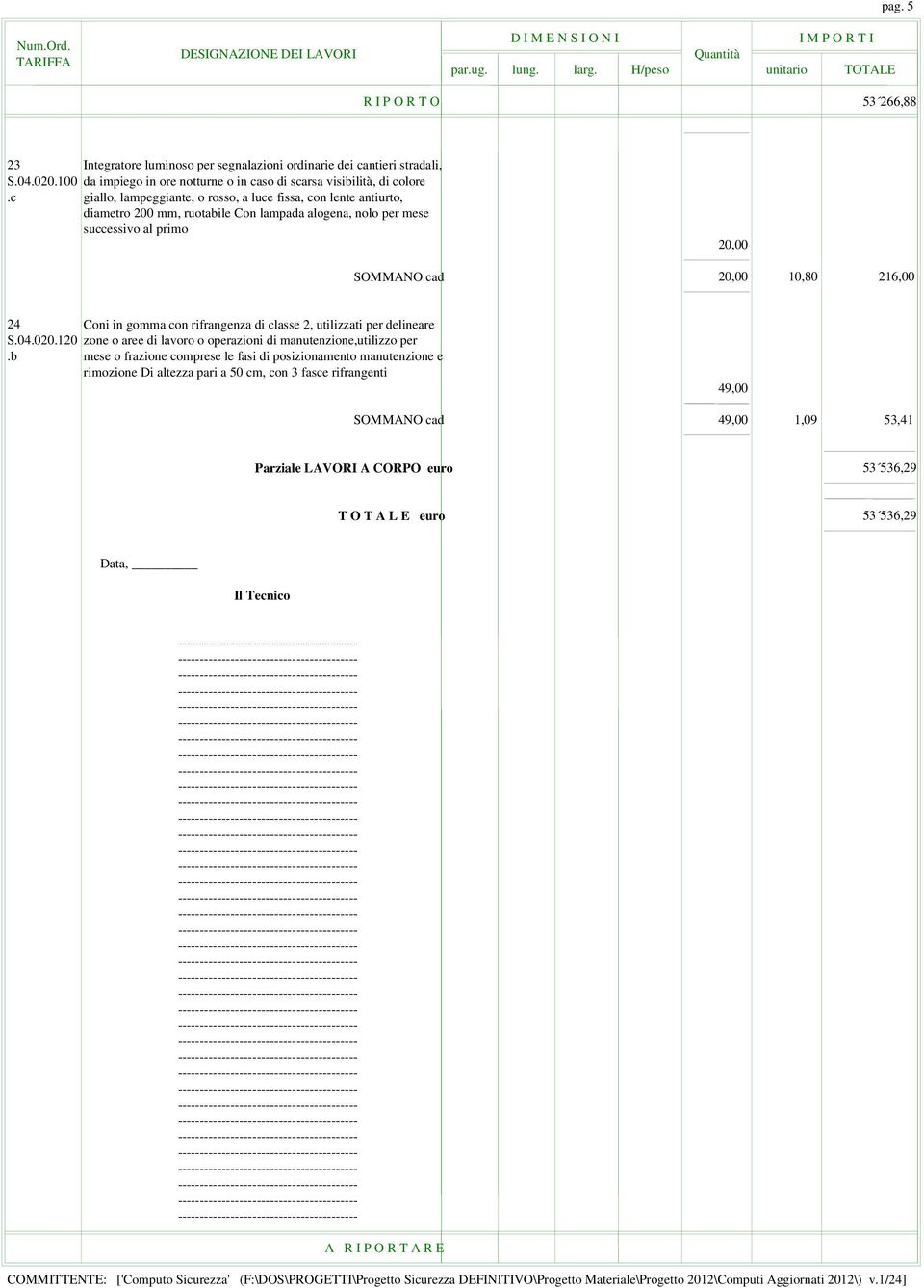 con rifrangenza di classe 2, utilizzati per delineare S.04.020.120 zone o aree di lavoro o operazioni di manutenzione,utilizzo per.