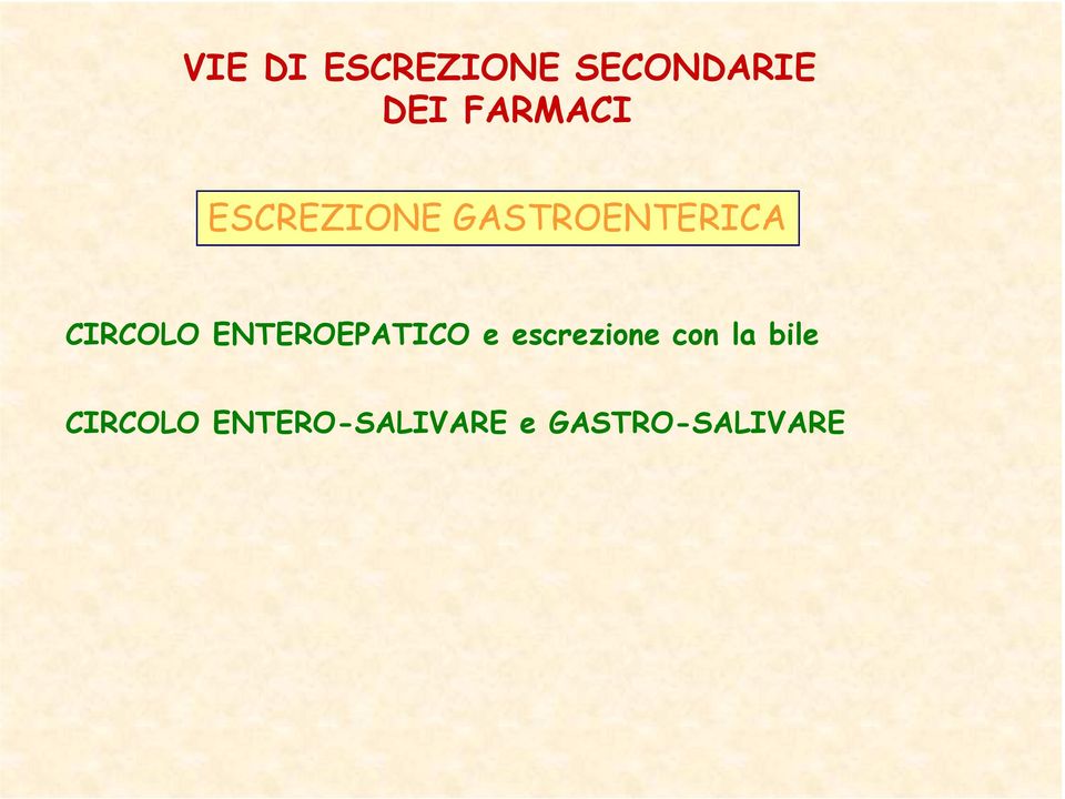 CIRCOLO ENTEROEPATICO e escrezione con