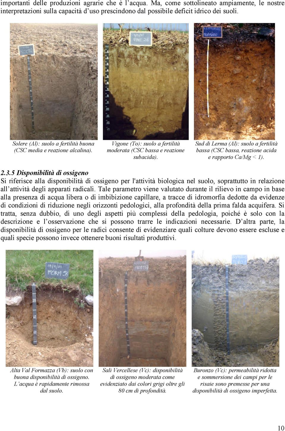 Sud di Lerma (Al): suolo a fertilità bassa (CSC bassa, reazione acida e rapporto Ca/Mg < 1). 2.3.