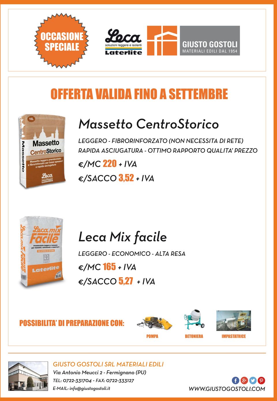 Leca Mix facile LEGGERO - ECONOMICO - ALTA RESA /MC 165 + /SACCO 5,7 + POSSIBILITA DI PREPARAZIONE