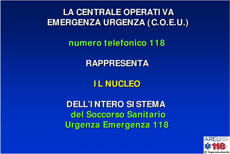 ) numero telefonico 118 RAPPRESENTA IL