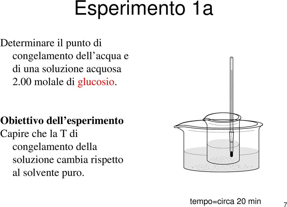 Obiettivo dell esperimento Capire che la T di congelamento