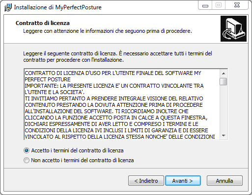 Una volta scaricato il programma, eseguire il setup MyPerfectPostureSetup1.6.exe all interno del file compresso.