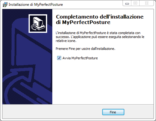 Premere installa per installare MyPerfectPosture.