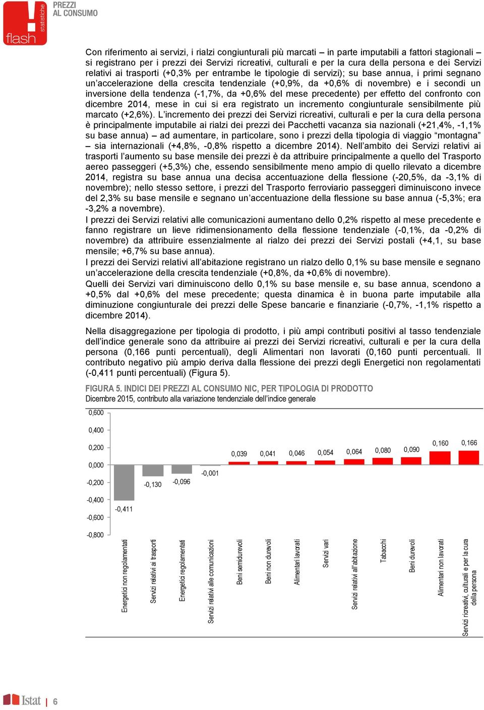 parte imputabili a fattori stagionali si registrano per i prezzi dei Servizi ricreativi, culturali e per la cura della persona e dei Servizi relativi ai trasporti (+0,3% per entrambe le tipologie di