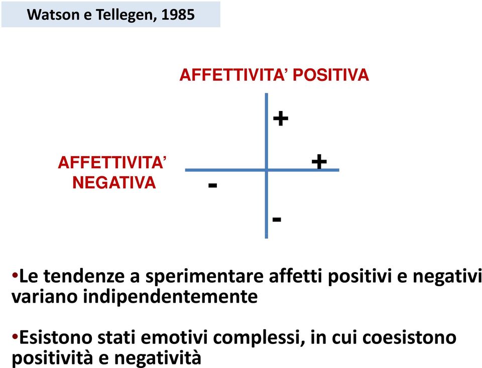 indipendentemente Esistono stati emotivi complessi in cui coesistono