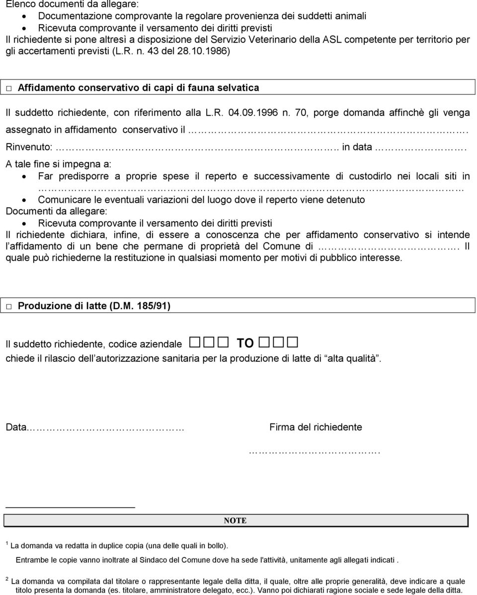 70, porge domanda affinchè gli venga assegnato in affidamento conservativo il. Rinvenuto:.. in data.