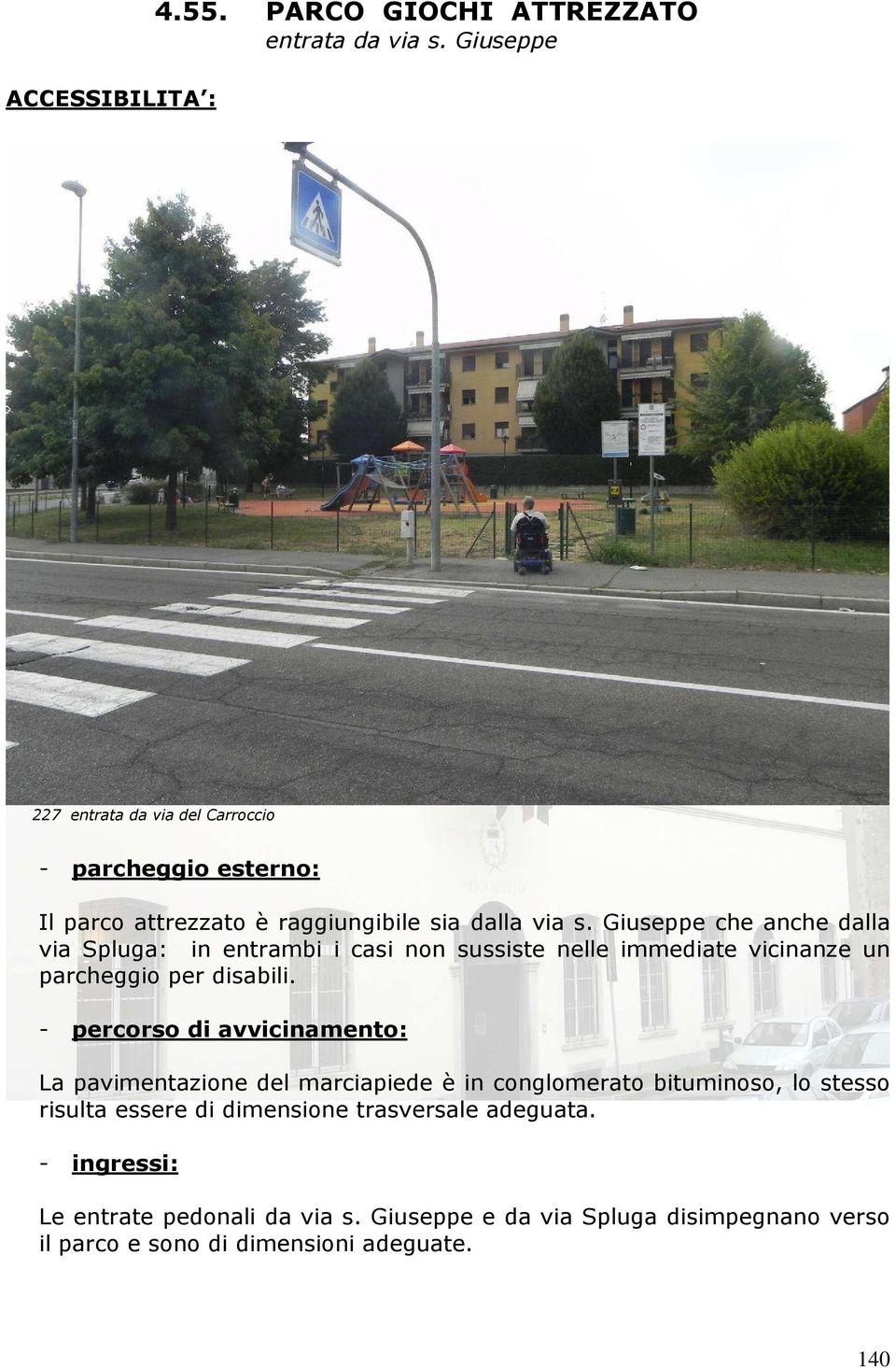 Giuseppe che anche dalla via Spluga: in entrambi i casi non sussiste nelle immediate vicinanze un parcheggio per disabili.