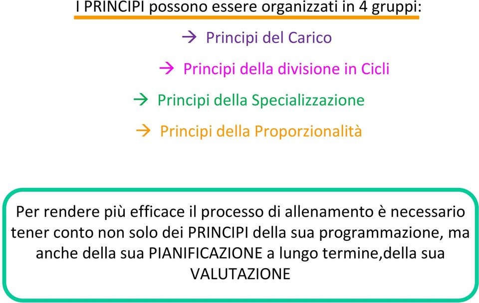 rendere più efficace il processo di allenamento è necessario tener conto non solo dei