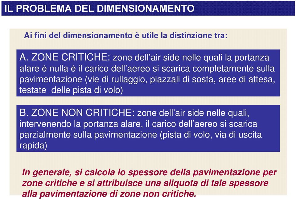 piazzali di sosta, aree di attesa, testate delle pista di volo) B.