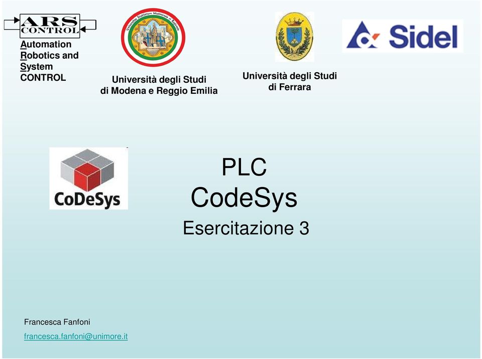 Università degli Studi di Ferrara PLC CodeSys