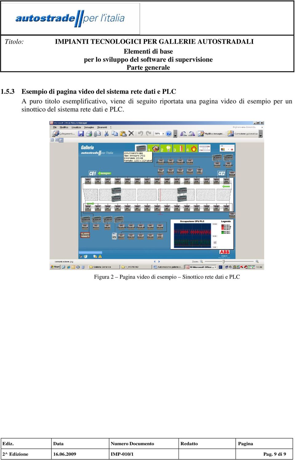 per un sinottico del sistema rete dati e PLC.