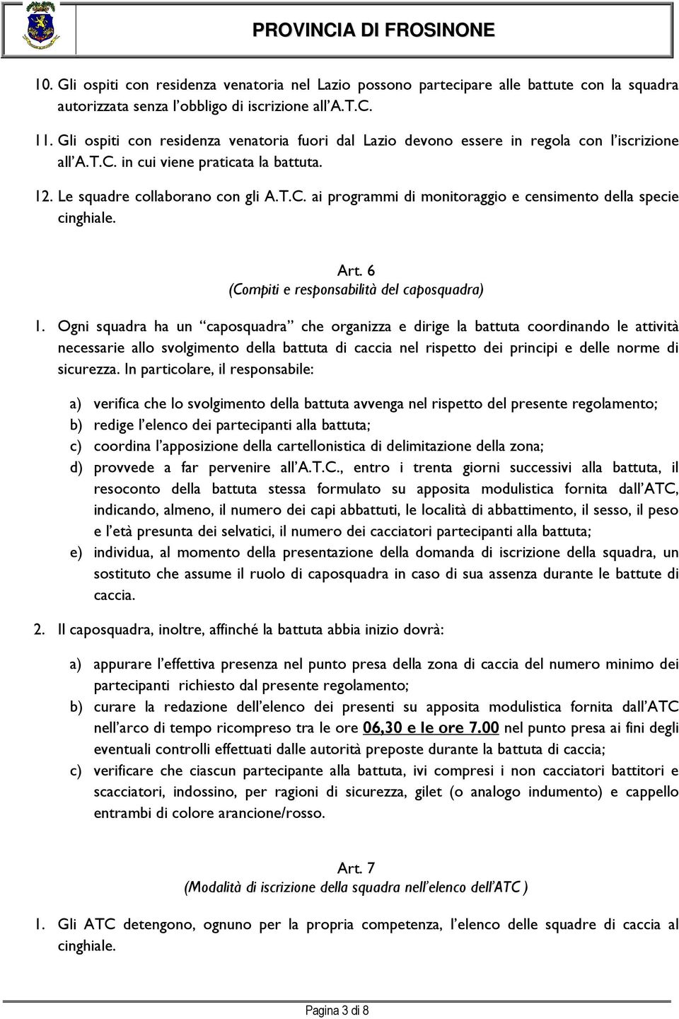 Art. 6 (Compiti e responsabilità del caposquadra) 1.