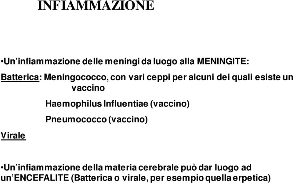 Haemophilus Influentiae (vaccino) Pneumococco (vaccino) Un infiammazione della