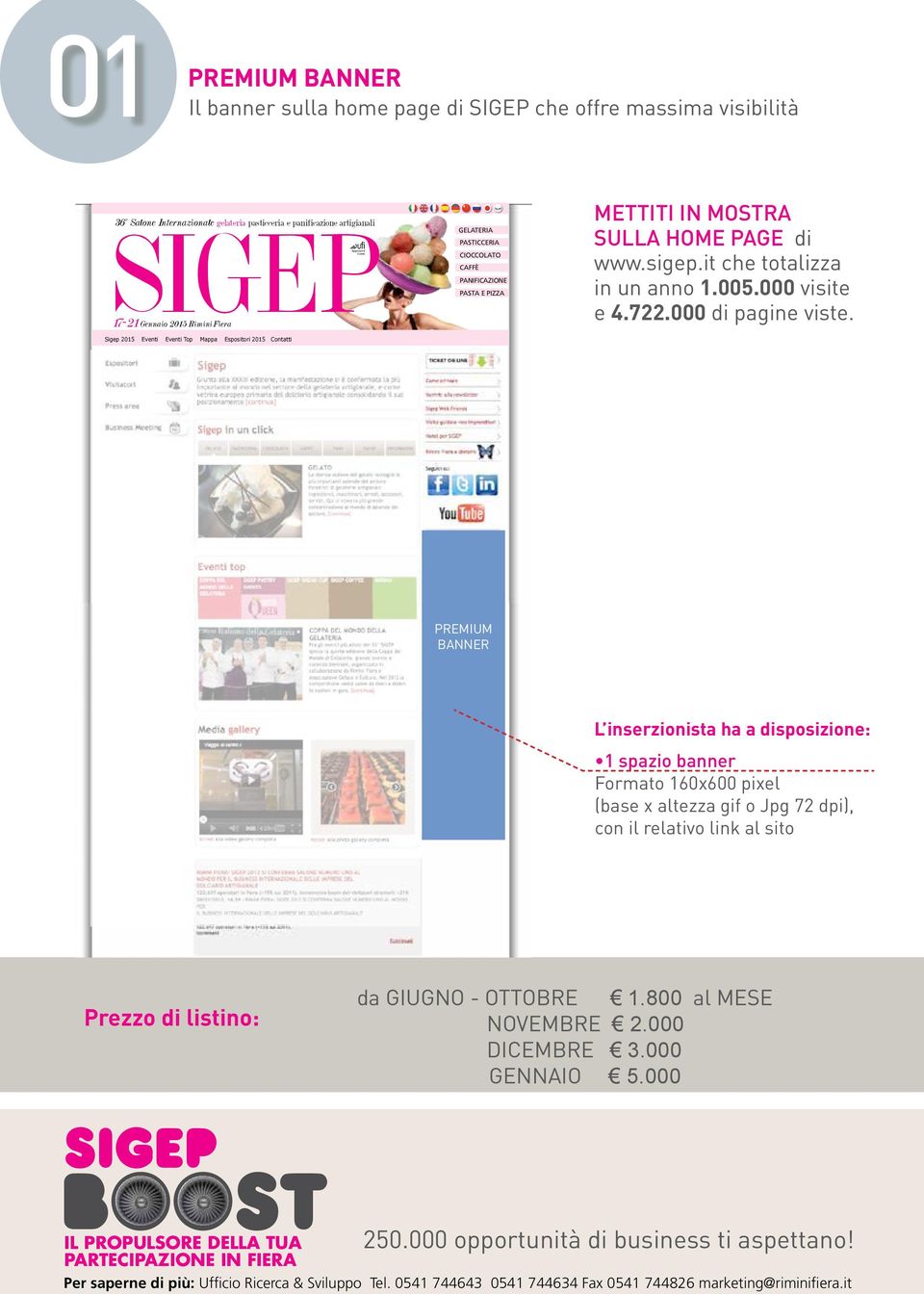 SULLA HOME PAGE di www.sigep.it che totalizza in un anno 1.005.000 visite e 4.722.000 di pagine viste.
