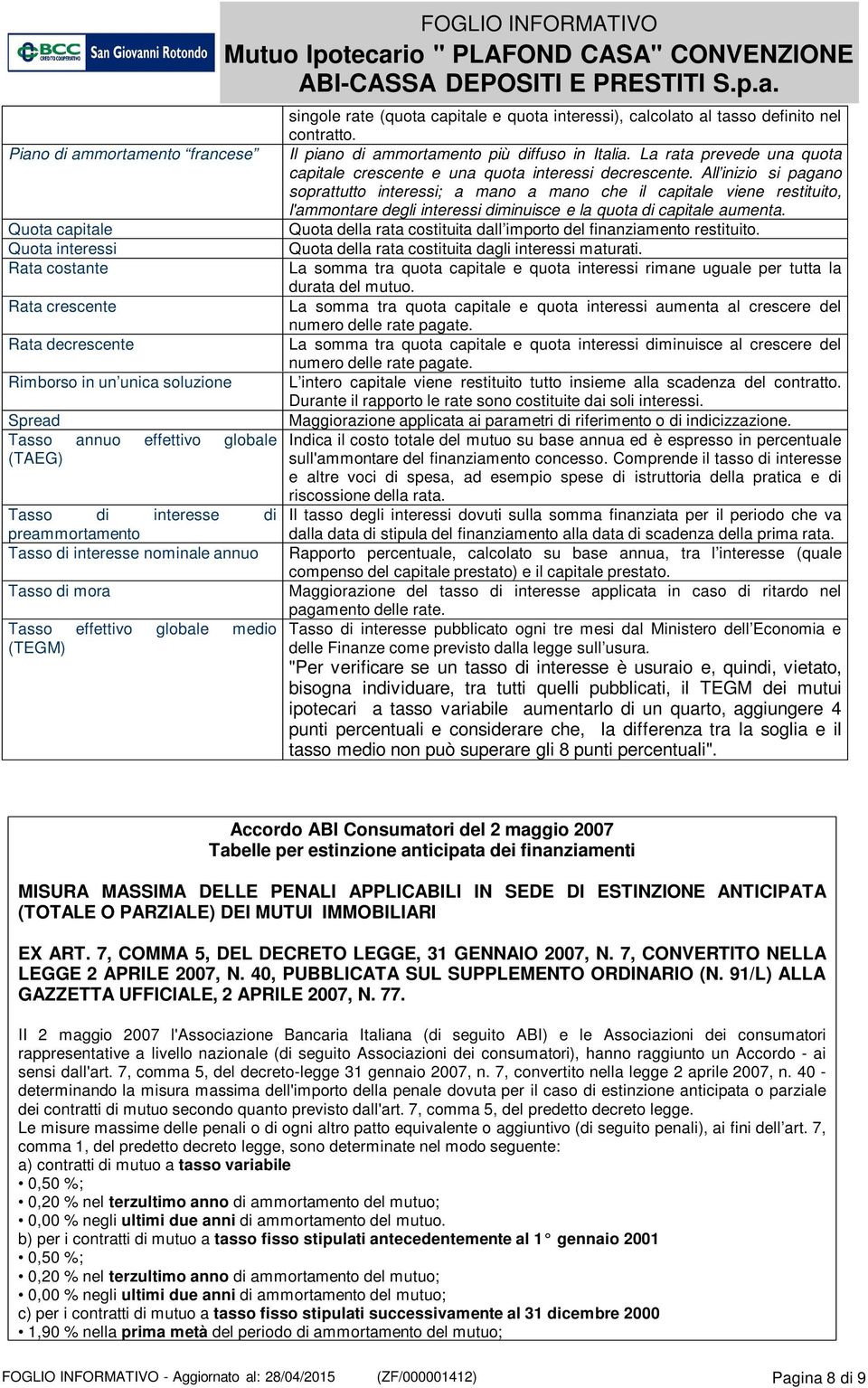 All inizio si pagano soprattutto interessi; a mano a mano che il capitale viene restituito, l'ammontare degli interessi diminuisce e la quota di capitale aumenta.