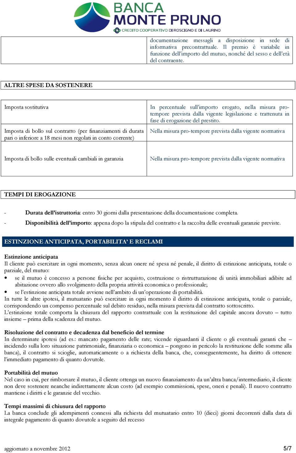 erogato, nella misura protempore prevista dalla vigente legislazione e trattenuta in fase di erogazione del prestito.