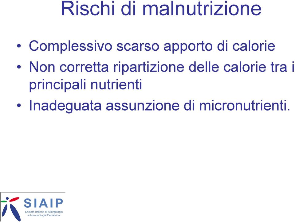 ripartizione delle calorie tra i