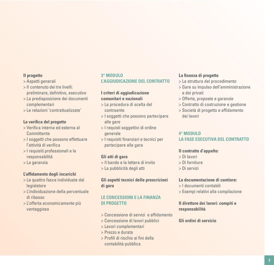 incarichi > Le quattro fasce individuate dal legislatore > L individuazione della percentuale di ribasso > L offerta economicamente più vantaggiosa 3 MODULO L AGGIUDICAZIONE DEL CONTRATTO I criteri