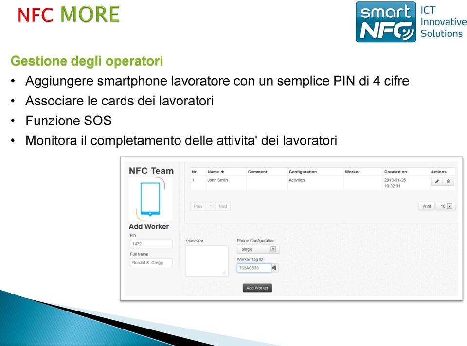 Associare le cards dei lavoratori Funzione SOS