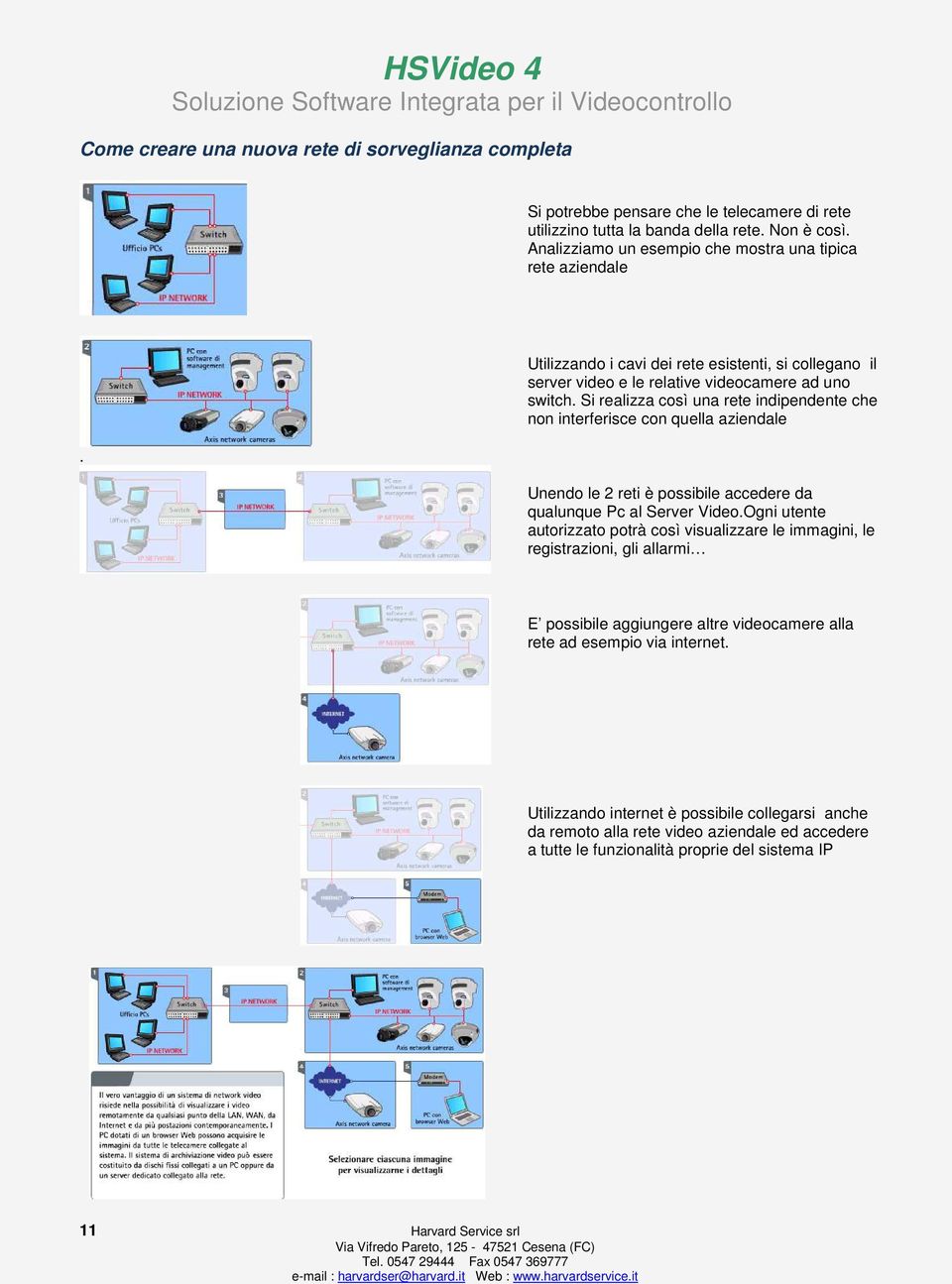 Si realizza così una rete indipendente che non interferisce con quella aziendale Unendo le 2 reti è possibile accedere da qualunque Pc al Server Video.