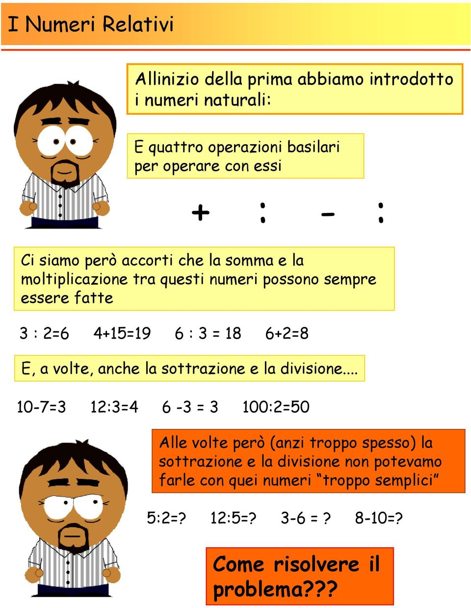 numeri possono sempre essere fatte 3 : 2=6 4+15=19 6 : 3 = 18 6+2=8 E, a volte, anche la sottrazione e la divisione.